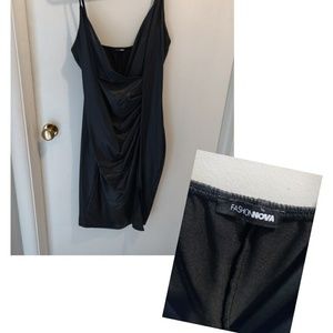 Faux Leather Black Dress